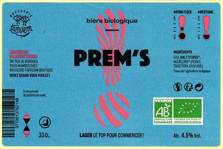 Etiquette BRASSERIE TANDEM 16