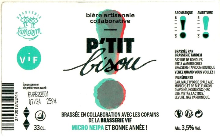 Etiquette BRASSERIE TANDEM 22