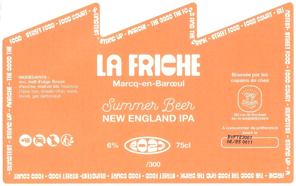 Etiquette BRASSERIE TANDEM 62