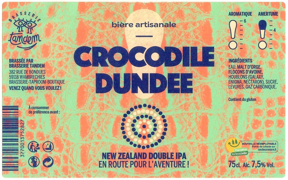 Etiquette BRASSERIE TANDEM 66