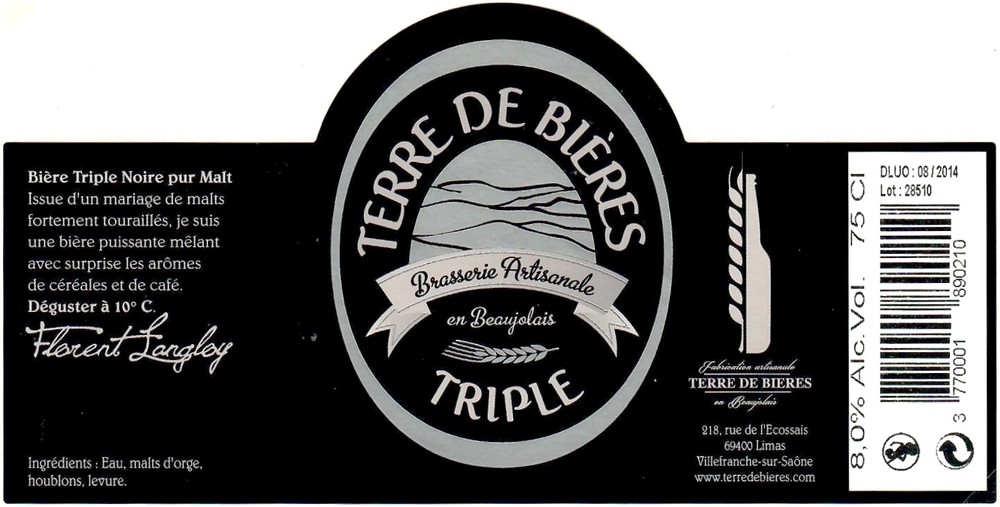 Etiquette BRASSERIE TERRE DE BI�RES 10