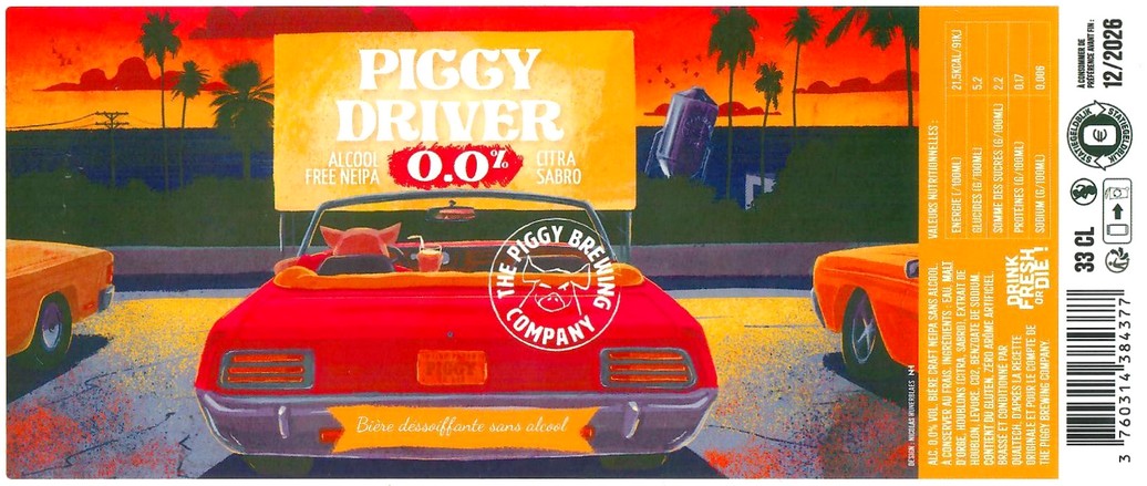 Etiquette BRASSERIE THE PIGGY BREWING COMPANY 218