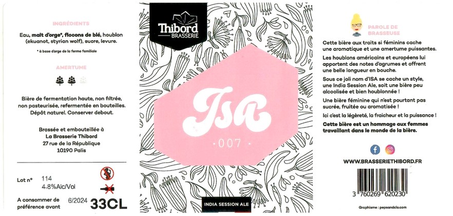 Etiquette BRASSERIE THIBORD 17