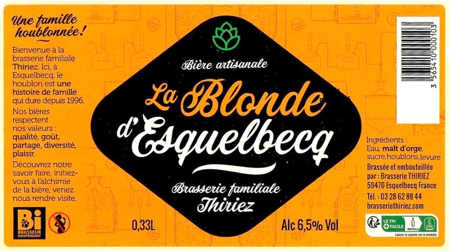 Etiquette BRASSERIE THIRIEZ 238