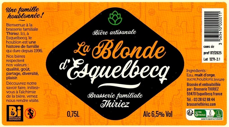 Etiquette BRASSERIE THIRIEZ 249