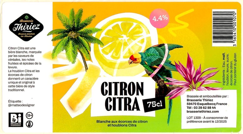Etiquette BRASSERIE THIRIEZ 252