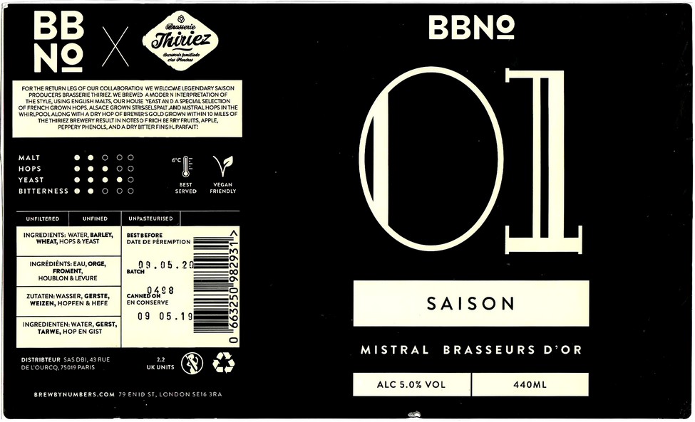 Etiquette BRASSERIE THIRIEZ 253