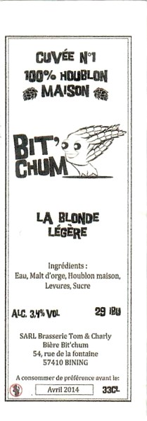 Etiquette BRASSERIE TOM ET CHARLY 16