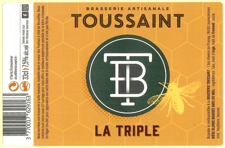 Etiquette BRASSERIE TOUSSAINT 07