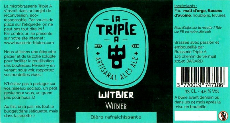 Etiquette BRASSERIE TRIPLE A 10