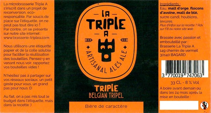 Etiquette BRASSERIE TRIPLE A 13