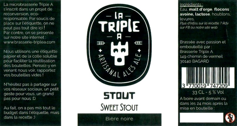 Etiquette BRASSERIE TRIPLE A 14