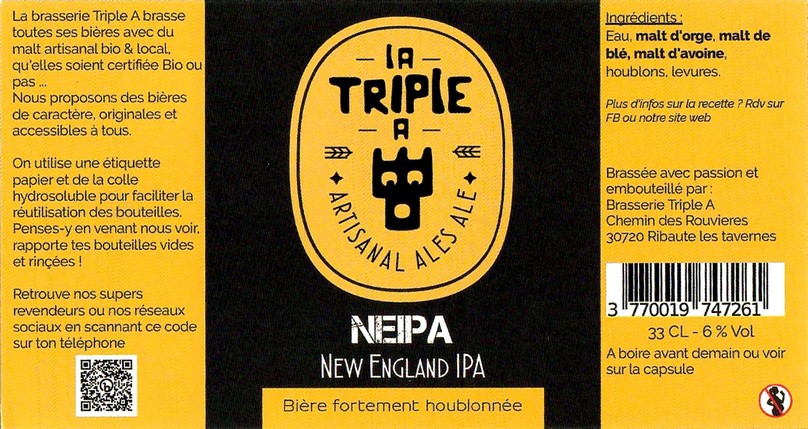 Etiquette BRASSERIE TRIPLE A 20