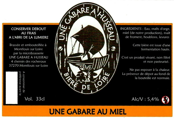 Etiquette BRASSERIE UNE GABARE A HUSSEAU 06