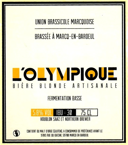 etiquette BRASSERIE UNION BRASSICOLE MARCQUOISE 01