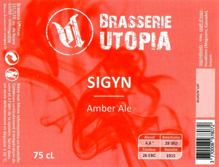 Etiquette BRASSERIE UTOPIA 12