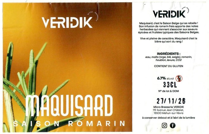 Etiquette BRASSERIE VERIDIK 03