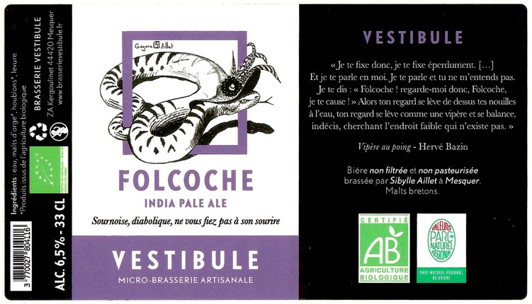 Etiquette BRASSERIE VESTIBULE 44 07