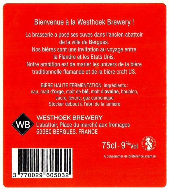 Etiquette BRASSERIE WESTHOEK 03B