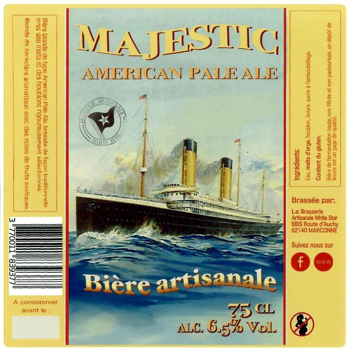 Etiquette BRASSERIE WHITE STAR 33