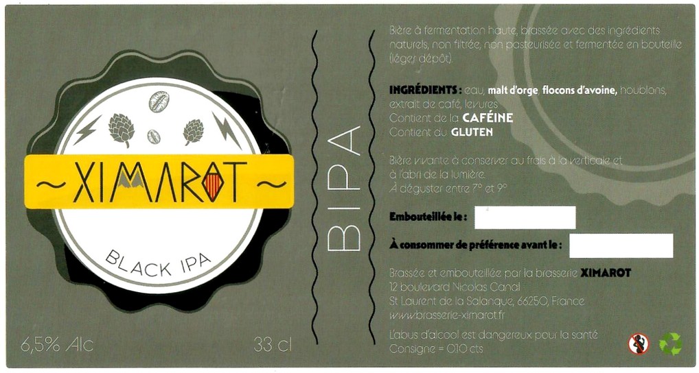 Etiquette BRASSERIE XIMAROT 01