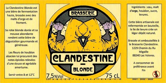 Etiquette LA BRASSERIE CLANDESTINE 33