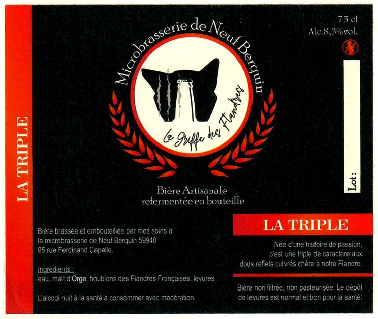 Etiquette BRASSERIE DE NEUF BERQUIN 02