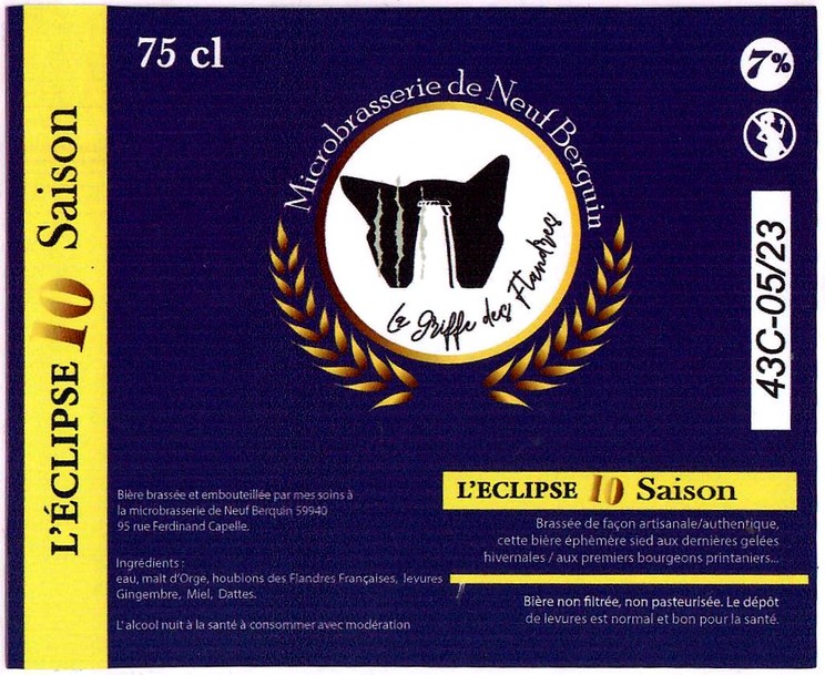 Etiquette MICROBRASSERIE DE NEUF BERQUIN 08