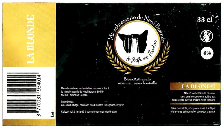 Etiquette MICROBRASSERIE DE NEUF BERQUIN 20