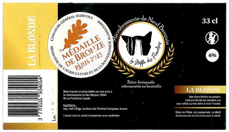 Etiquette MICROBRASSERIE DE NEUF BERQUIN 21