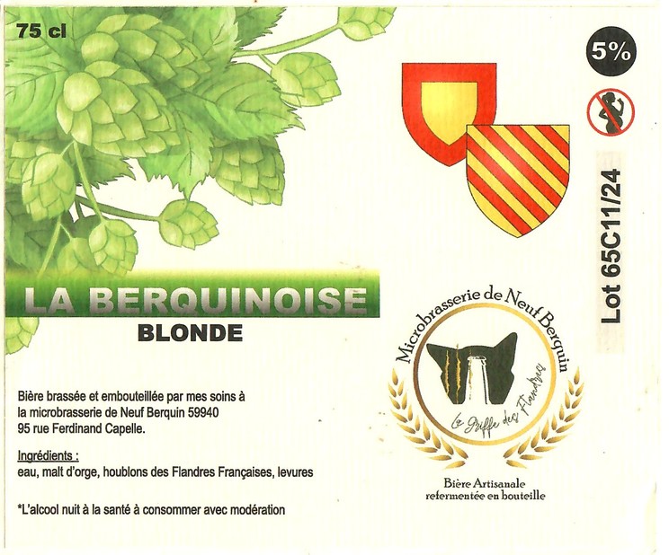 Etiquette MICROBRASSERIE DE NEUF BERQUIN 38